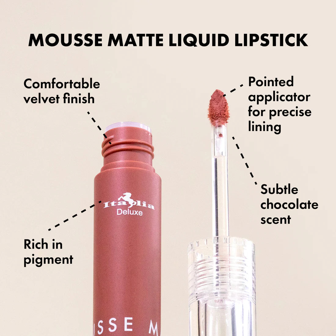 Lápiz labial líquido mousse mate Italua Deluxe