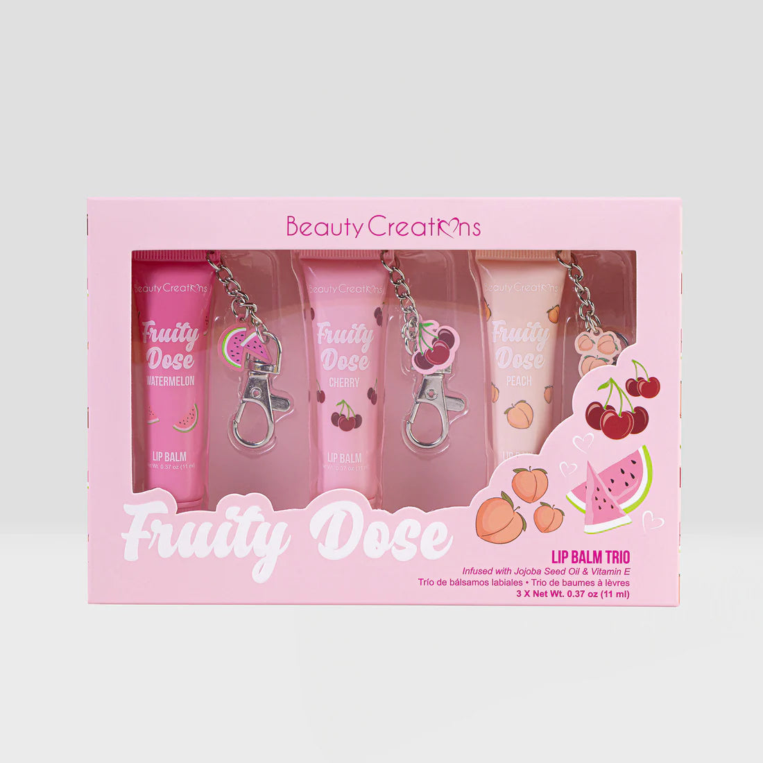Fuity Dose Keychain Lip Balm Trio Set Beauty Creations