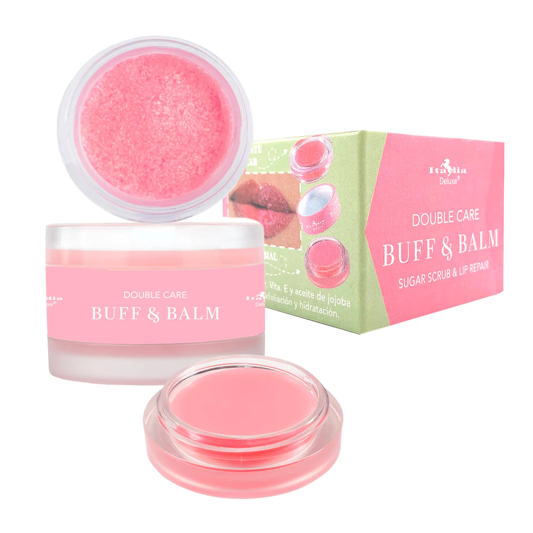 Buff & Balm  Exfoliante de azúcar y reparador de labios Italia Deluxe