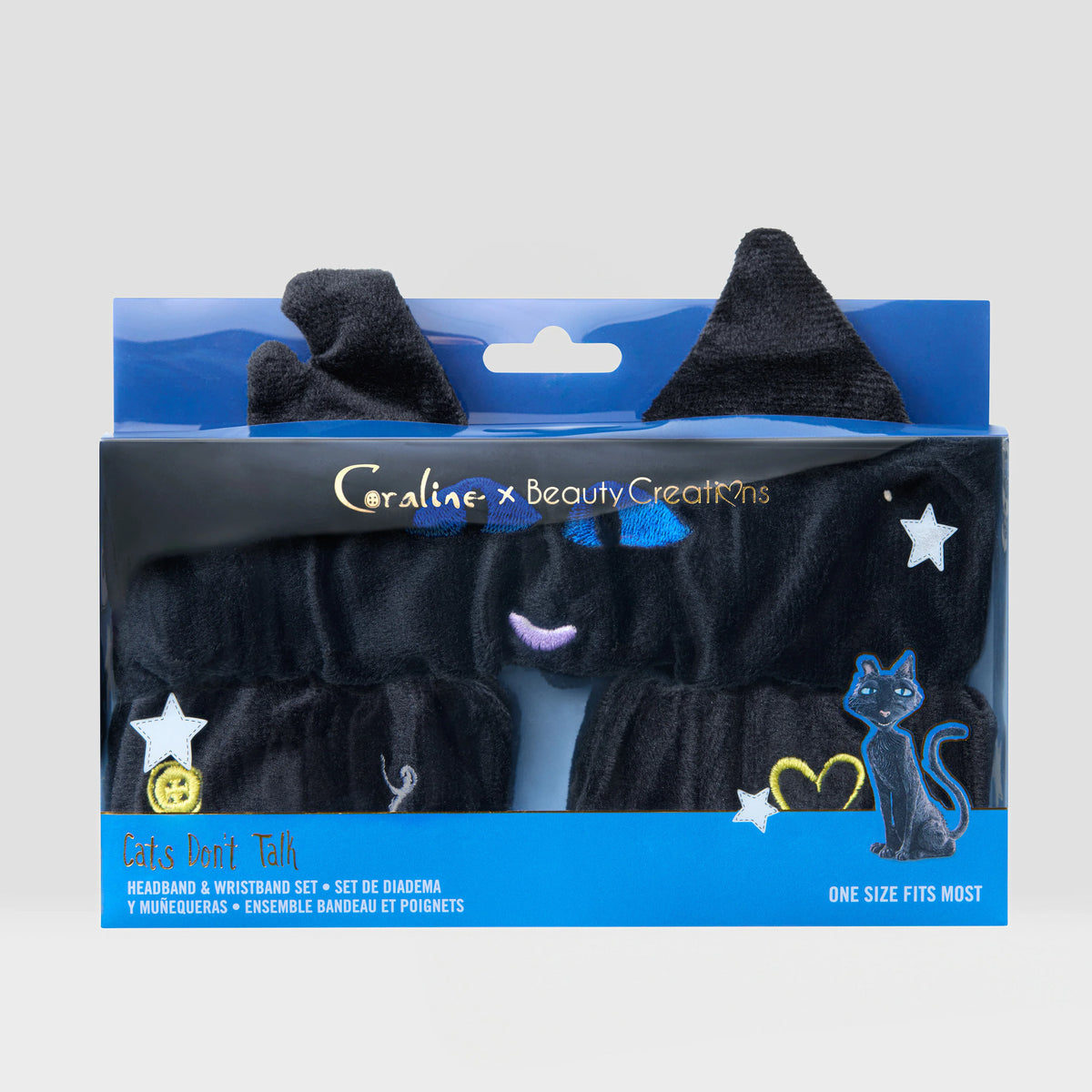 Beauty Creations x Coraline Vincha + muñequeras “Cats Don’t Talk”