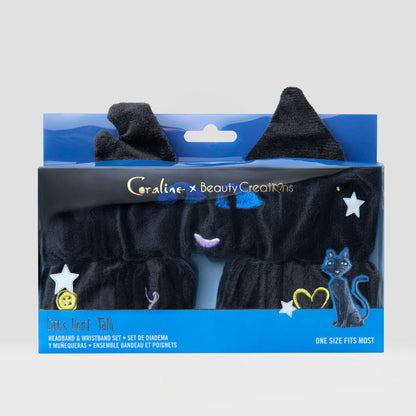 Beauty Creations x Coraline Vincha + muñequeras “Cats Don’t Talk”